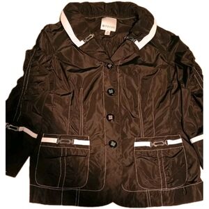 SPANNER Black Jacket with White Trim & Silver Buckles Medium